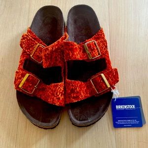 Birkenstock Arizona Sandals Persian Crushed Velvet in Orange